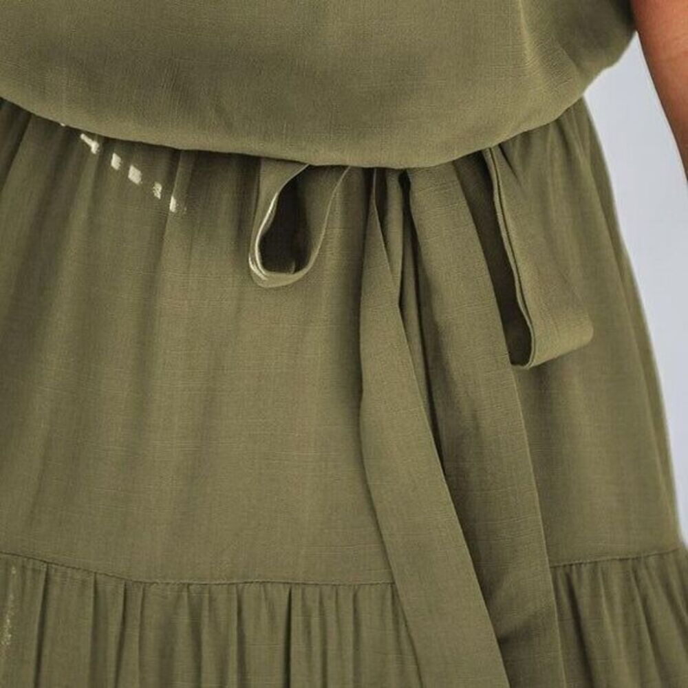 Cupshe Olive Green Strapless Tiered Maxi Dress Boho Summer Chic Size Small - Picture 14 of 15